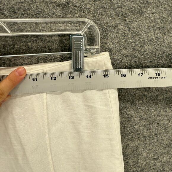 Liz Claiborne Pants Women 8 White Linen Flat Front High Rise Chino Michaela - Picture 3 of 8